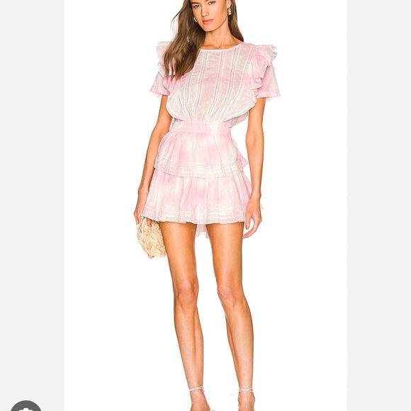 NWT LoveShackFancy Natasha Dress in Island Pink Hand Dye - Picture 2 of 3